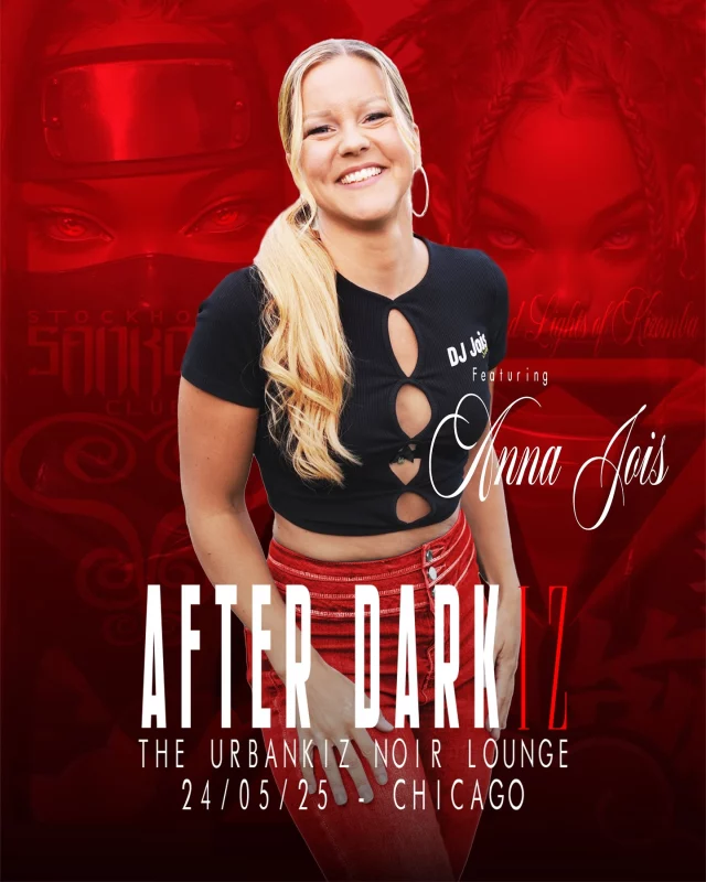 DJ Jois (@annajois) surely looks forward to sweep all dancers away with her celebrity presence at AFTER DARK KIZ – THE URBANKIZ NOIR LOUNGE 🌒 

📅 Saturday, May 24th, 2025 
🕕 18:00 – 01:00 
📍 Chicago, Södermalm – Hornsgatan 75 
💃 Drop-in · Workshops · Dancing all night

A new era of Kizomba & UrbanKiz is rising in Stockholm – sensual, stylish, and rhythm-driven. AFTER DARK KIZ invites you to a night where dance meets the vibe of a noir lounge, right in the heart of Södermalm.

🛸 The night features: 
✨ Specialized dance workshops (drop-in) 
🎧 Guest DJ taking over the floor after the classes 
🌟 Coming soon: Masterclasses with international instructors (pre-registration required)

Whether you’re just discovering the dance or already deep in the flow – step into the dark, and let the music guide you.

🖤 AFTER DARK KIZ – for those who live for flow, feeling, and the magic of the night.

Event by: @stockholmsankofaclub