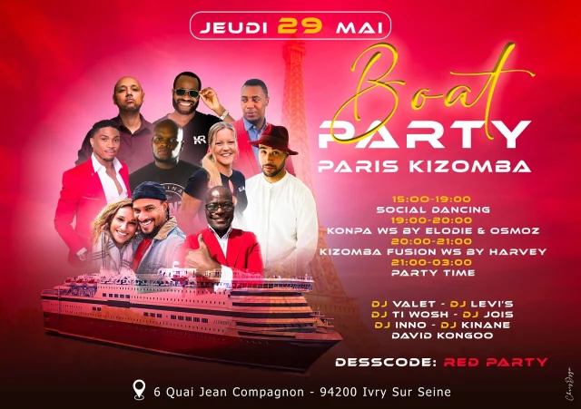 DJ Jois @annajois mixing is Paris! On a boat! On Friday!

🎶 BOAT PARTY – PARIS KIZOMBA 🚢
🗓️ May 29, 2025
📍 Boarding & 100% Dance

🔥 A unique Boat Party blending dance, fun, and kizomba vibes on the Seine! 🔥

🎧 𝐀𝐫𝐭𝐢𝐬𝐭𝐬 :

🔥 𝐕𝐚𝐥𝐞𝐭 𝐃𝐞𝐞 𝐉𝐚𝐲 
🔥 𝐃𝐣 𝐓𝐢 𝐰𝐨𝐬𝐡
🔥 𝐃𝐣 𝐉𝐨𝐢𝐬
🔥 𝐇𝐚𝐫𝐯𝐞𝐲
✨ Dj Levi’s
✨ Dj Inno
✨ Dj Kinane
✨ 🇨🇭Elodie et 🇫🇷 Osmoz 

𝐎𝐫𝐠𝐚𝐧𝐢𝐳𝐞𝐫𝐬
✨ David Kongoo and Kinane Key 
✨ Steev Bony  𝐭𝐞𝐚𝐦 𝐨𝐫𝐠𝐚
 
📢 Limited spots! Don’t miss out on this unique boat experience.
🎫 Reservations & info via DM to @davidkongoo or through the link in bio!